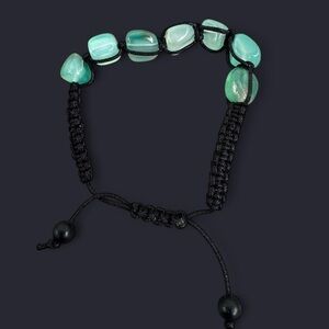 Green Striped Agate Adjustable Gemstone Bead Bracelet